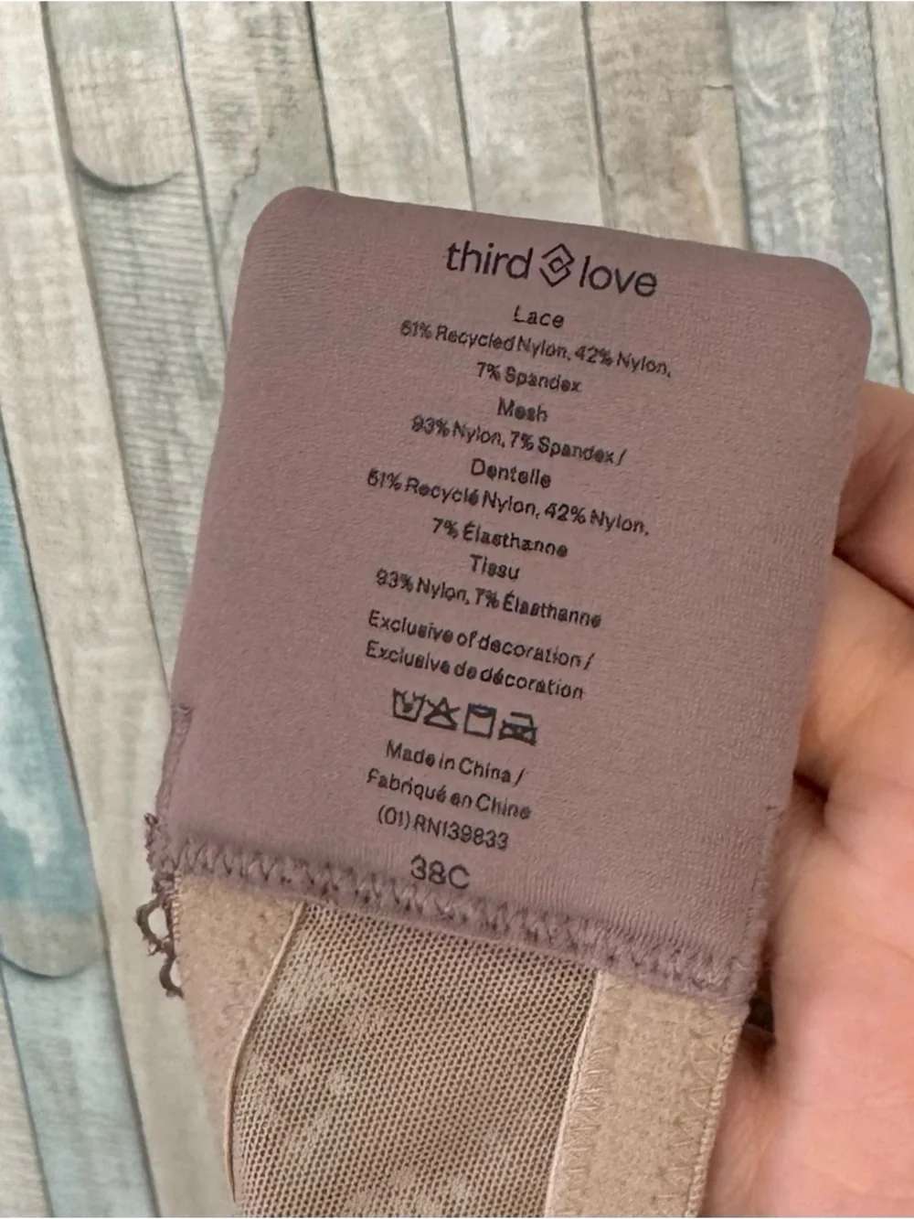 New Thirdlove 38C All Day Lace Uplift Plunge Bra Twilight Taupe Underwire NWT